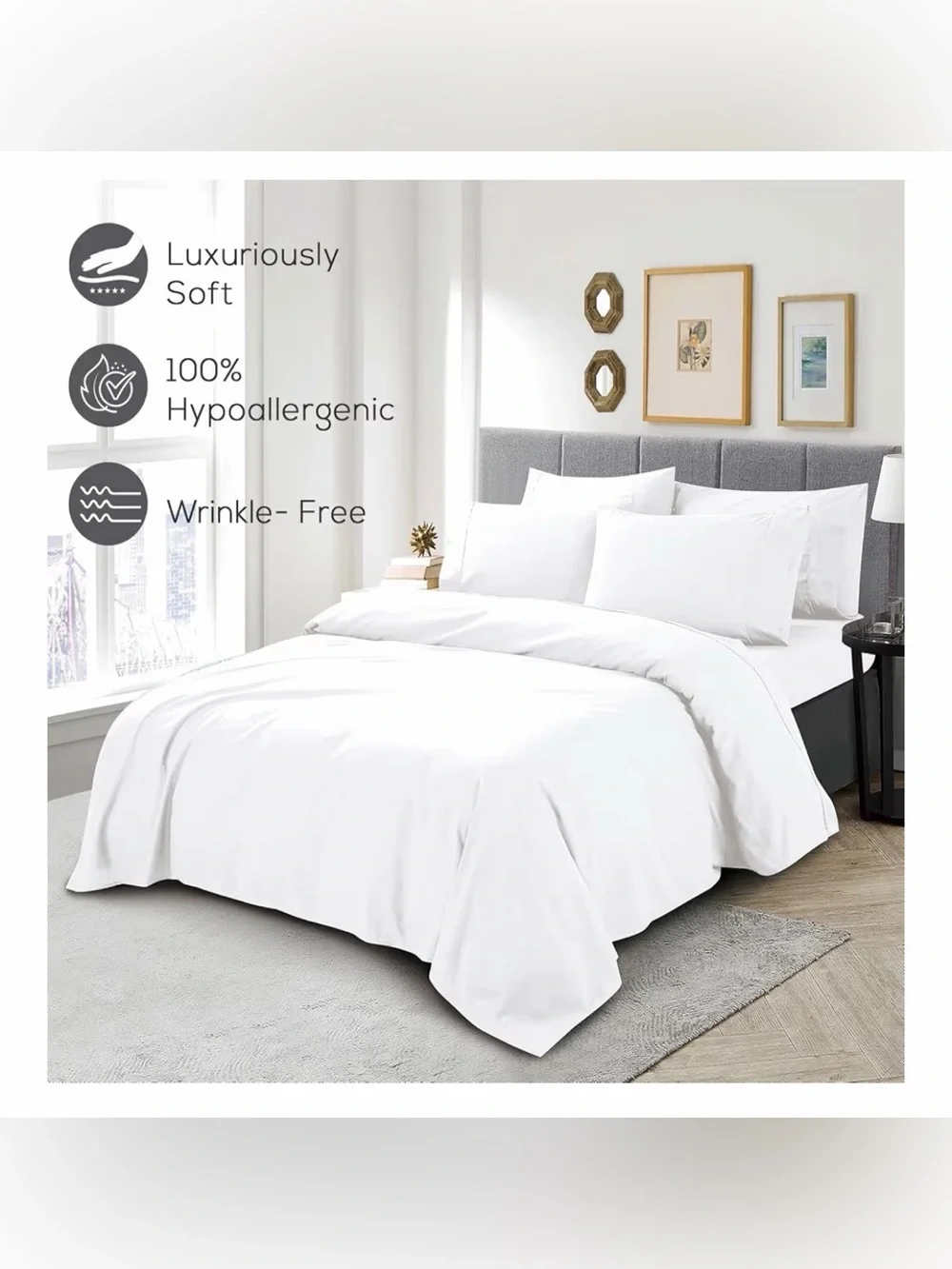 Mueller Home Premium Hotel Collection Queen Sheet Set - White